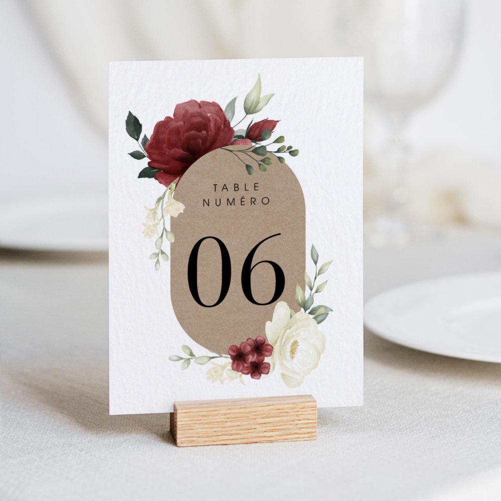 Numéro de table Burgundy Peonies